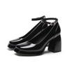 9-Mary Jane Shoes Autumn New Fashion Thick Heel One-word Buckle with Square Head Waterproof Table High Heels