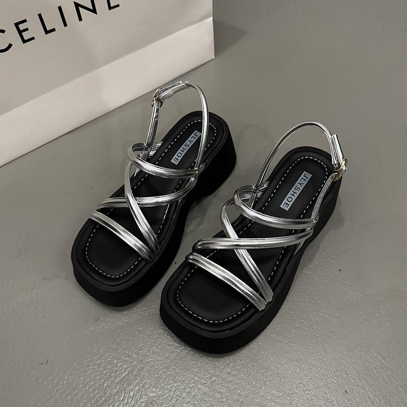 French Fairy Style Platform Sandals Women's Summer Wear with Skirt 2025 New Versatile Wedge Heel Roman Shoes