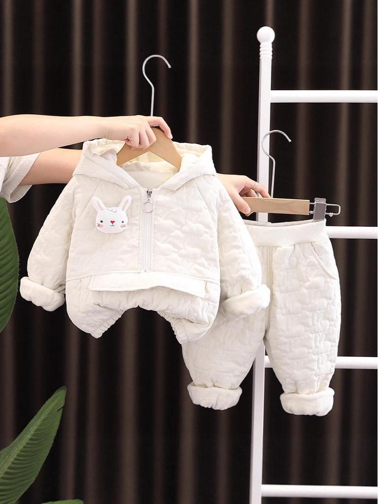 Winter 2025 Baumwolljacke mit Fleecefutter und Anzug-Set für Mädchen, Kleinkinder und Kleinkinder