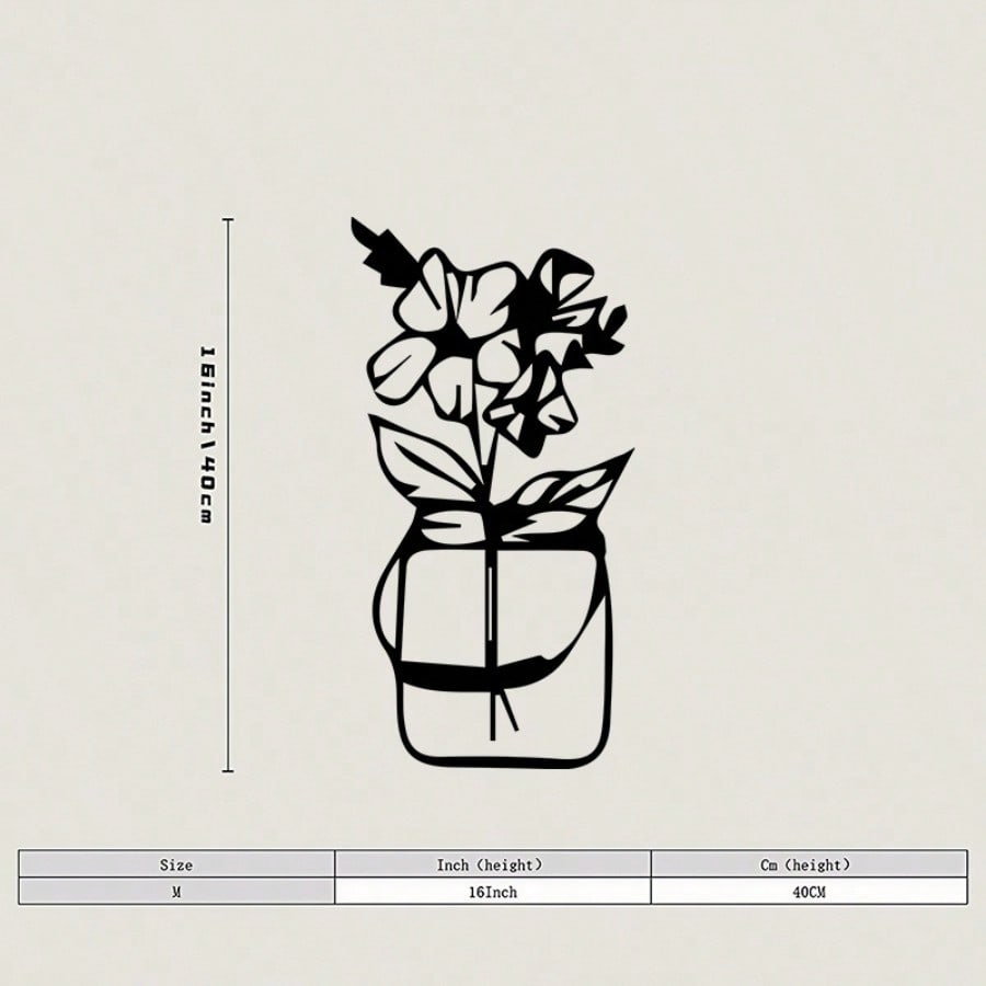 

Vintage Floral Metal Wall Art Rustic Iron Mason Jar Silhouette Black White Blooms Powder Coated Living Room Decor Valentine Gift різнокольоровий