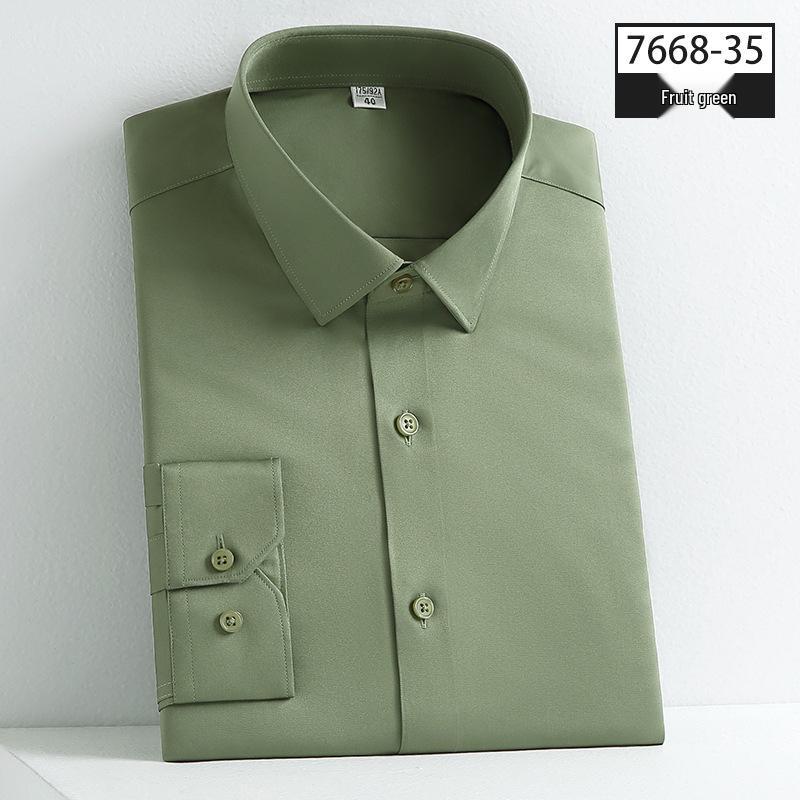 

Осенняя мужская приталенная рубашка с длинным рукавом, не требующая глажки, однотонная, с квадратным воротником 40