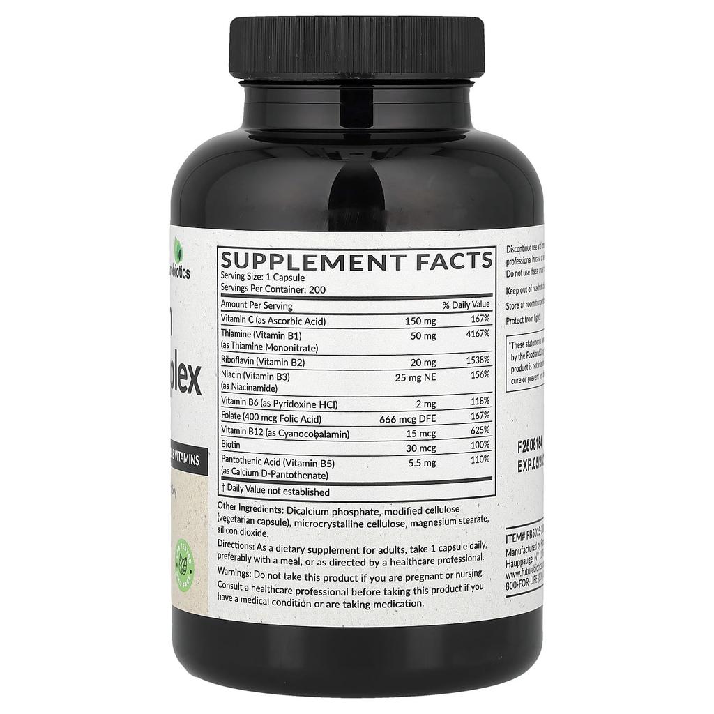 Futurebiotics, Vitamin B Complex with Vitamin C, 200 Veggie Capsules