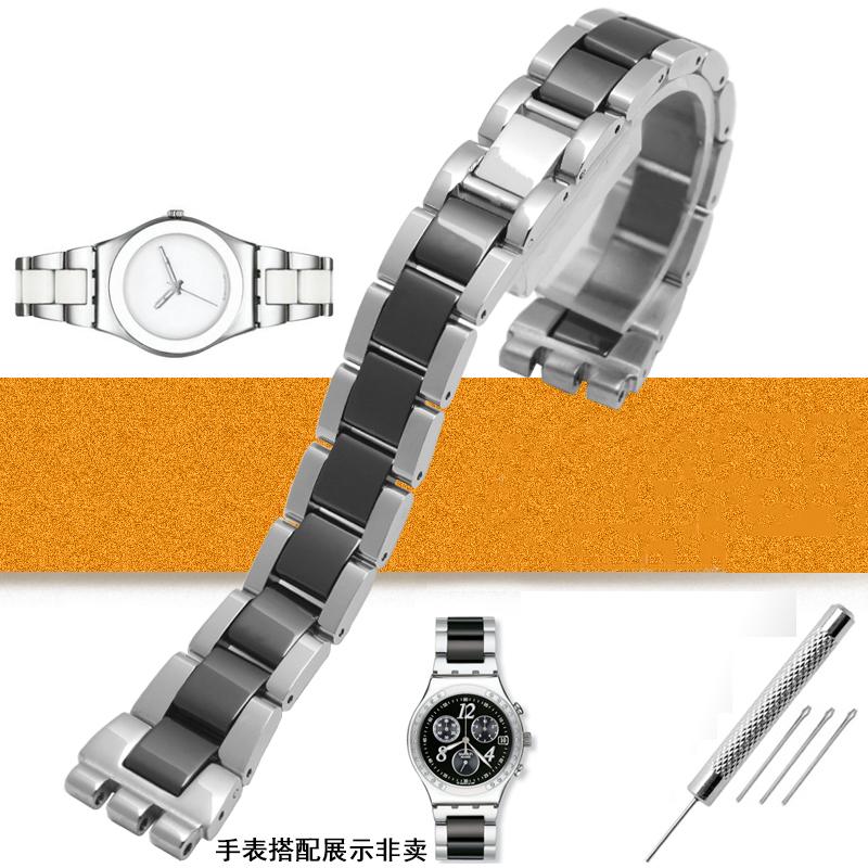 

17 мм Для жіночого годинника Swatch Ремінець Білий Керамічний Браслет Високоякісна Нержавіюча сталь Ремінець YGS716 YAS100 YLS141 Жіночий Браслет 17mm