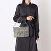 Metal beaded flap handbag