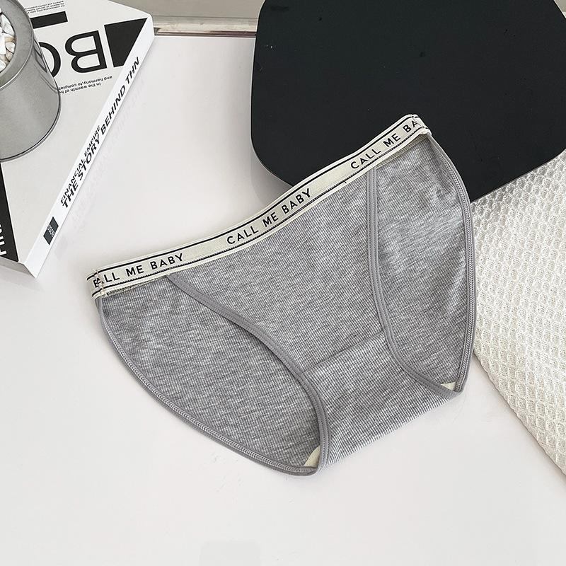 Sports Style Lingerie Minimalist High Slit Thread  Knickers Girls' Mid Waist Underwear Panties