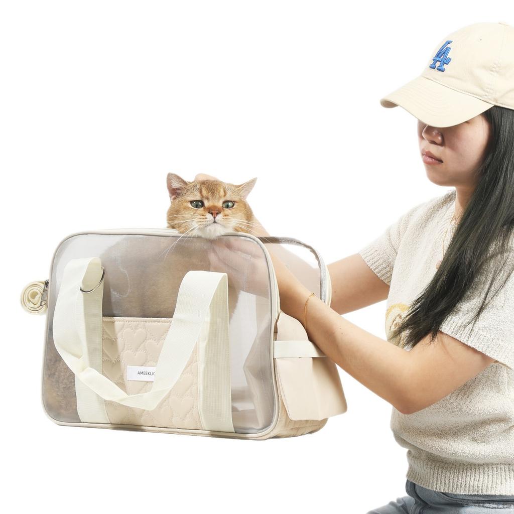 Cat Bag for Spring and Summer Lightweight Breathable Pet Travel Bags Crossbody Carrying Small Dog Bag Small Animal Carrier