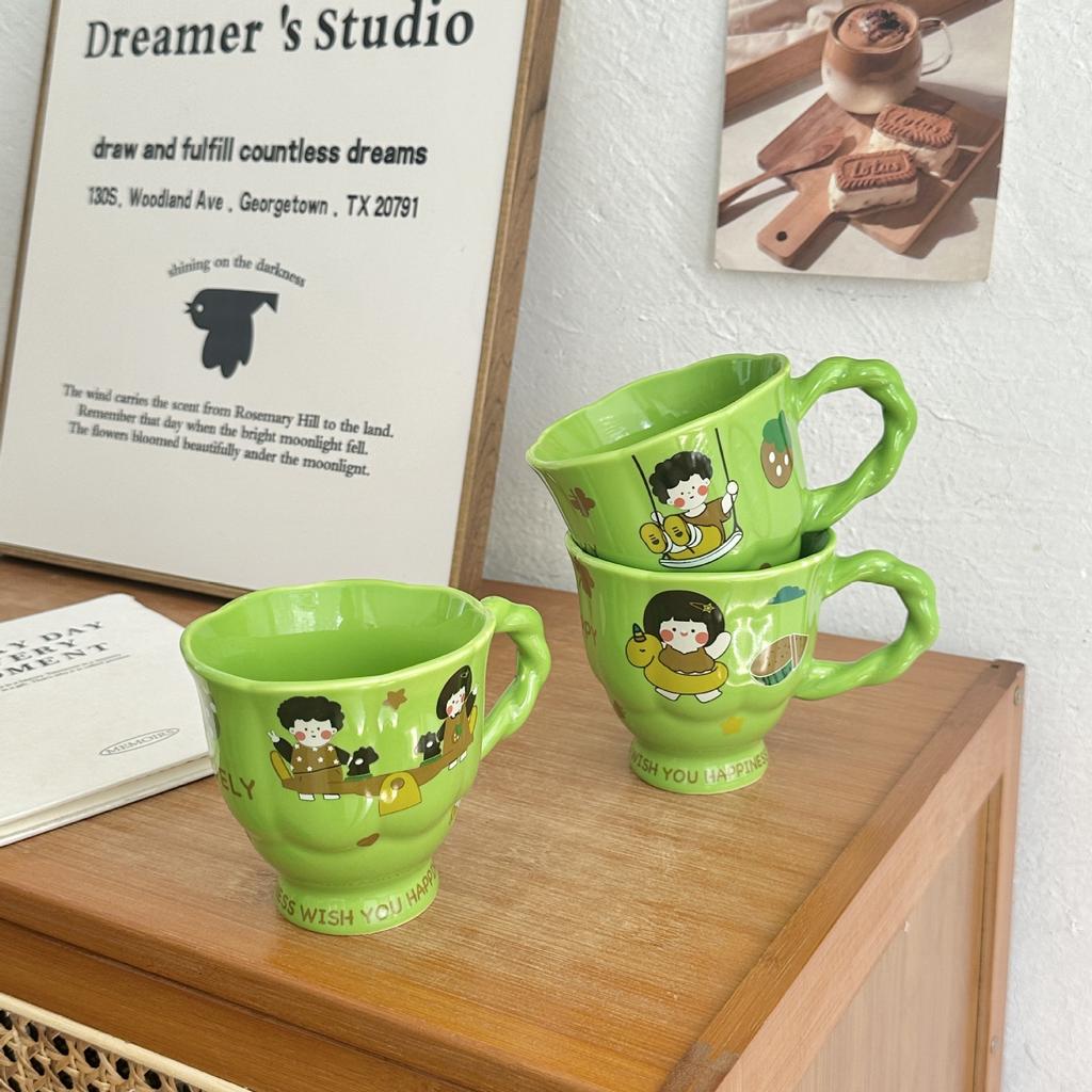 Cartoon Boy and Girl Ceramic Mug Home Drinking Water Cup Girls Water Cup Office Ceramic Mug Coffee Cup Environmentally Friendly