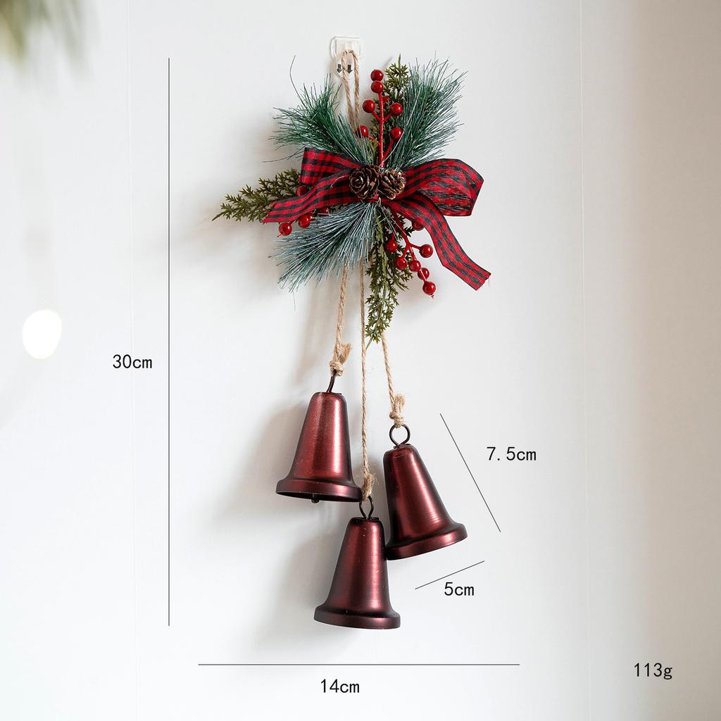 Metalcrafted Painted Iron Bell Ornament for Christmas Tree Hanging Featuring Classic Bell Shape and Pleasant Ringing Sound