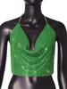 European & American Fashion Rhinestone Chain Strap Deep V Backless Crop Top