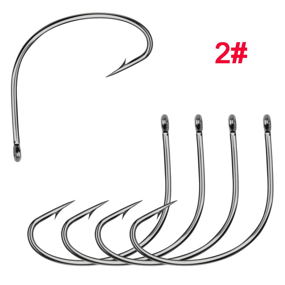 50Pcs 37753 Fishing Hooks High Carbon Steel Wacky Weedless Worm Wide Gap Fishing Hooks For Bass Fishing Size 4# 2# 1# 1/0