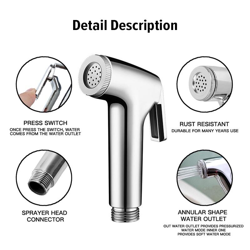 Portable Handheld Diaper Bidet Toilet Shattaf Sprayer Bathroom Toilet Bidet Shower Head Nozzle with 1.5m Telephone Shower Hose