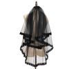 Dark Veil Lace Veils Head Covering Wedding Hair Accessories Black Wedding Veil Headscarf Lace Black Veil  Double Veil