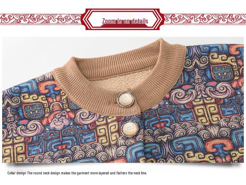 Women's Fleece-Lined Knitted Cardigan - Warm Autumn Winter Jacket for Elderly Ladies