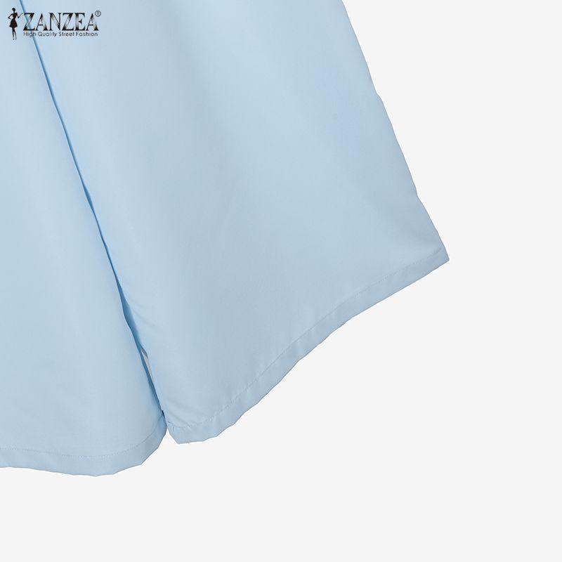 ZANZEA Women Long Sleeve Blouse and Wide Leg Pants Elegant Two Piece Suit Sets