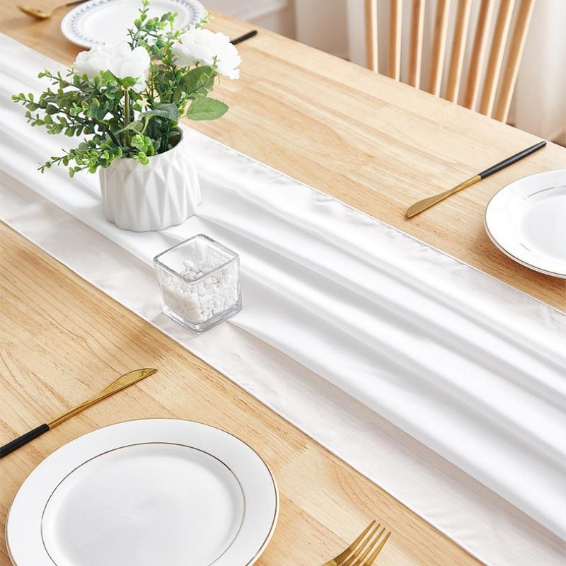 Chiffon Tischläufer 70 x 300cm, Weiche durchsichtige Tischfahne für Hochzeitsfeier Bankett, Elegante einfarbige Tischdekoration