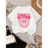 European Sizes Girls' Casual T-Shirt with English Letter Print, Soft Round Neck Fashion Tee, Suitable for Spring and Summer