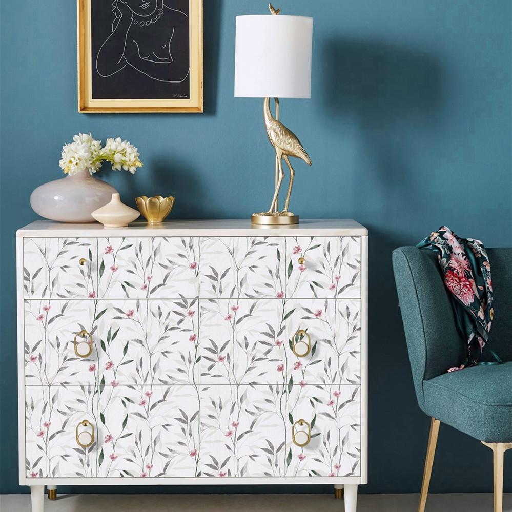 Vinyl Floral Leaf Peel and Stick Wallpaper Self Adhesive Contact Paper Removable Waterproof Wallpaper For Furniture Renovation