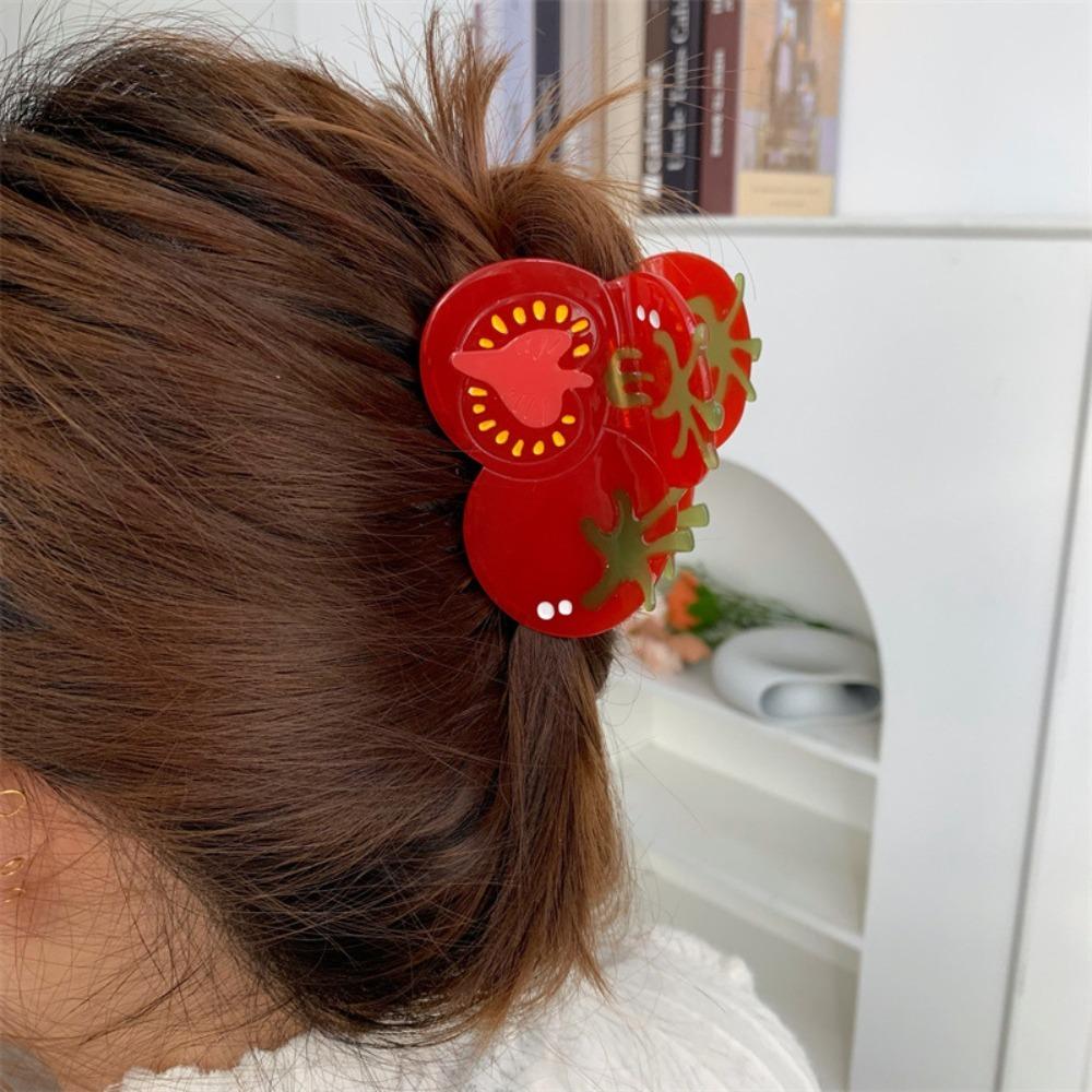 Korean Style Acetic Acid Hair Claw Waterproof Acrylic Hair Accessories Fruit Shark Clip Spring