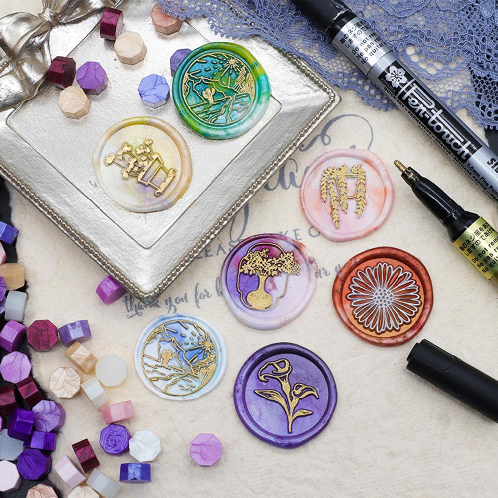 Stamp Beaded Waxes Octagon DIY Manual Account 100 Pieces Retro Decor Craft Ornaments for Envelope Gifts Invitation Card Supplies