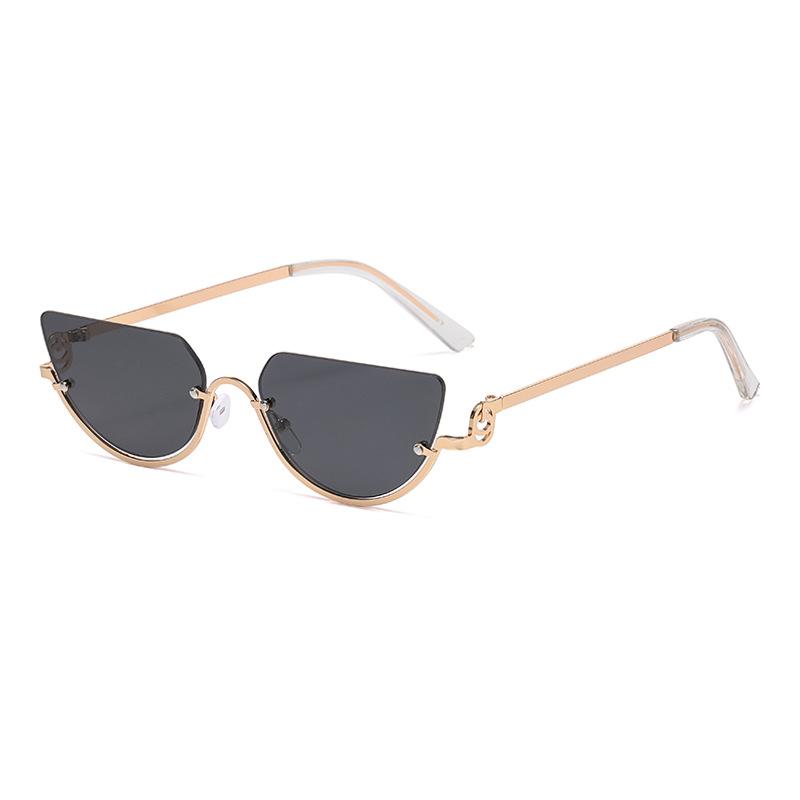 

Fashion Brand Cat Eye Women s Sunglasses Vintage Small Half Frame Sunglasses Female Trend Retro Luxury Designer Shades As Picture