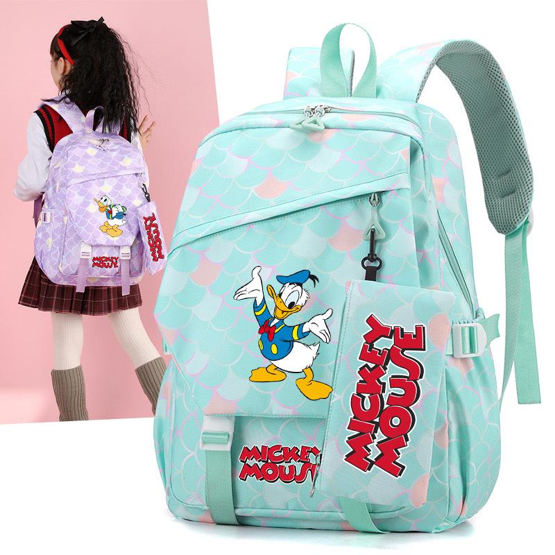 3 Piece School Backpack Set for Students Large Capacity Oxford Cloth Schoolbag with Shoulder Strap and Pencil Case
