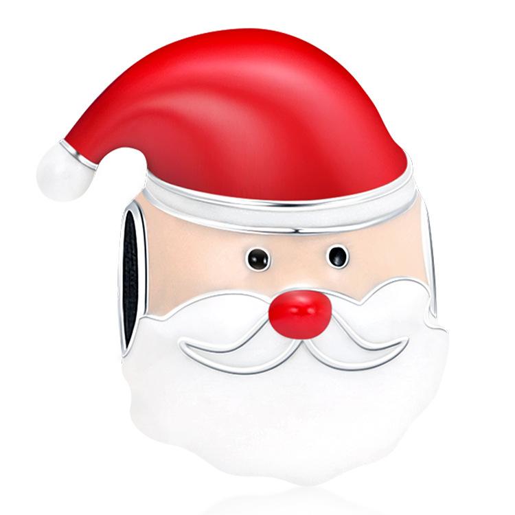 Weihnachtsthema Serie Weihnachtsbaum Glocke Schneeflocke Perlenanhänger Weiß 925 Silber Zubehör Perlenarmband Schmuck Geschenk