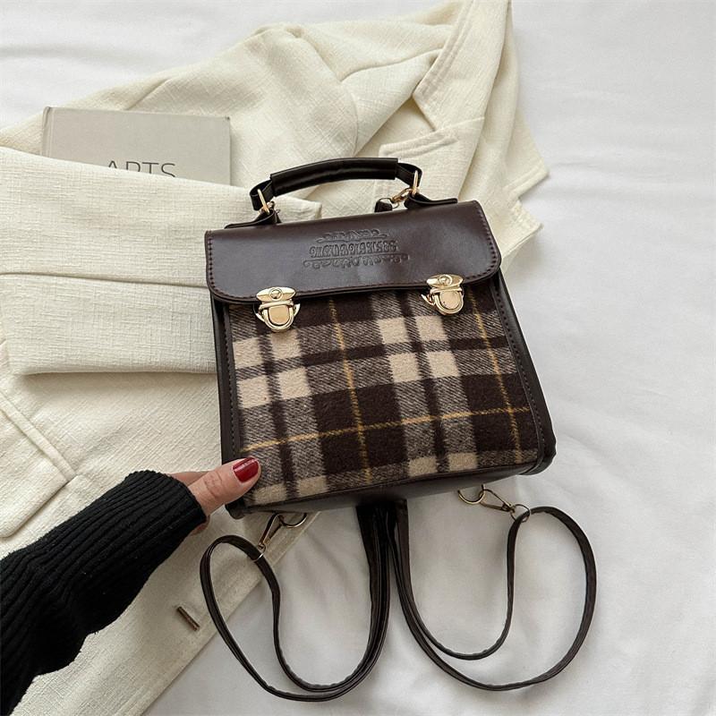 Stylish Korean Version Women's Backpack Fashionable Vintage Sling Bag In Red Brown