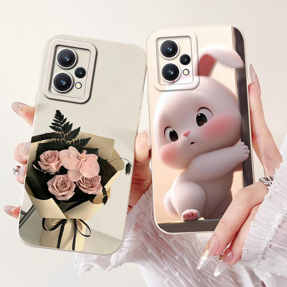 For Realme 9 4G Case RMX3521 Silicone Cute Cat Fashion Butterfly Flower Love Painted Shockproof Cover For Realme 9 4G Phone Case