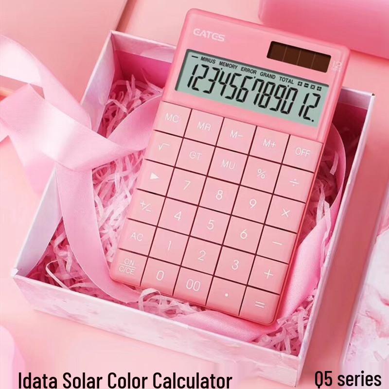 

12-разрядный солнечный офисный калькулятор с датой, временем и логотипом – рекламный подарок Q5 чёрный