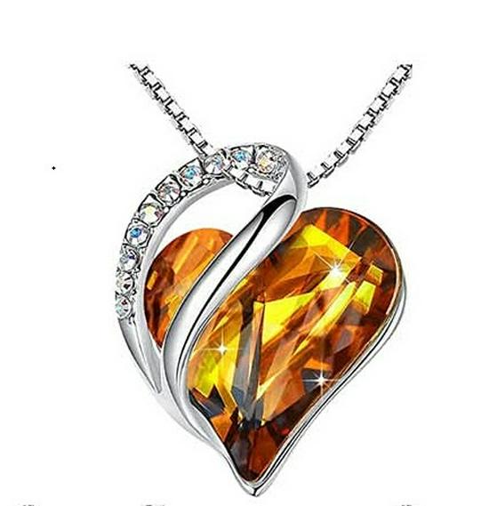 Heart-Shaped Geometric Birthstone Necklace for Women – European and American Style