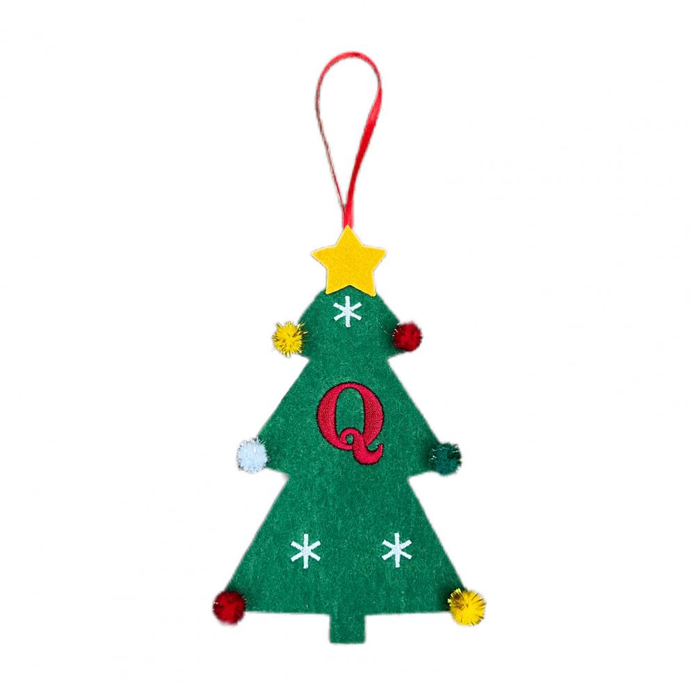 Christmas Tree Pendant Ornament with Lanyard 26 Letter Design Felt Fabric Holiday Xmas Tree Hanging Decoration