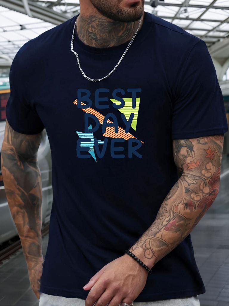 Short Sleeve TShirt BEST DAY EVER Mens 100 Cotton Pattern Printed Shirt Summer Round Neck Breathable Casual Fashion Cool Tee