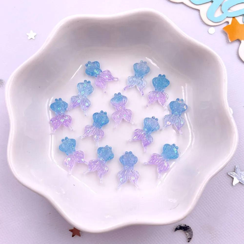 100Pcs Resin Colorful Mini Luminous Mermaid Nail Charms Glow Shell Ocean Flat Back Rhinestone Art Decor Accessorie DIY Scrapbook