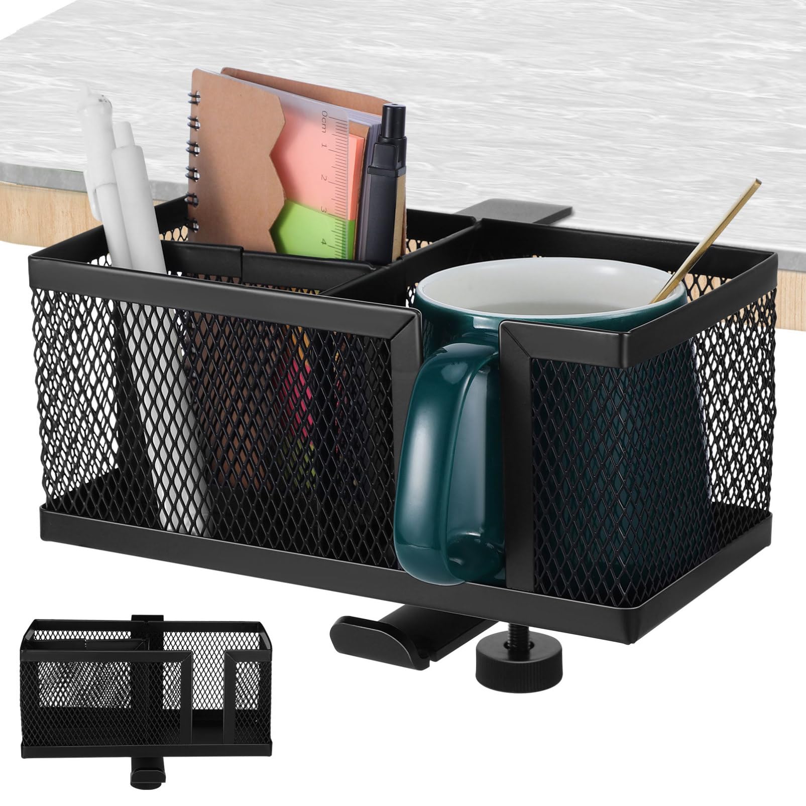 

Lurrose Clip-On Cup Holder, Drink Holder, Desk Organizer, Iron Material, Durable, Stable, Compact, Easy to Use, Space-Saving Design, Multi-Functional