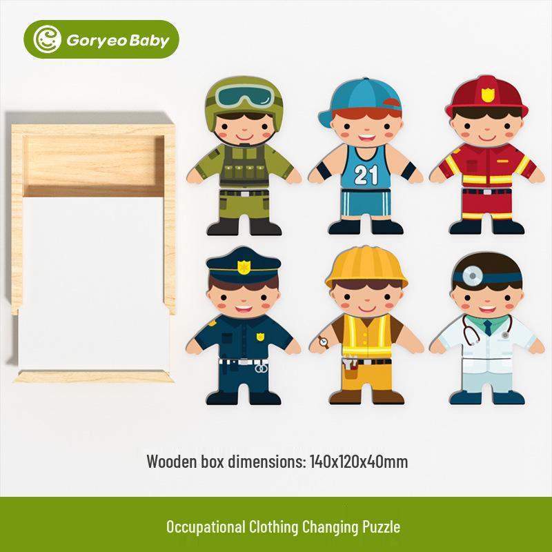 GoryeoBaby 3D Wooden Puzzle Blocks for Kids: Educational Occupation-Themed Toy for Boys and Girls
