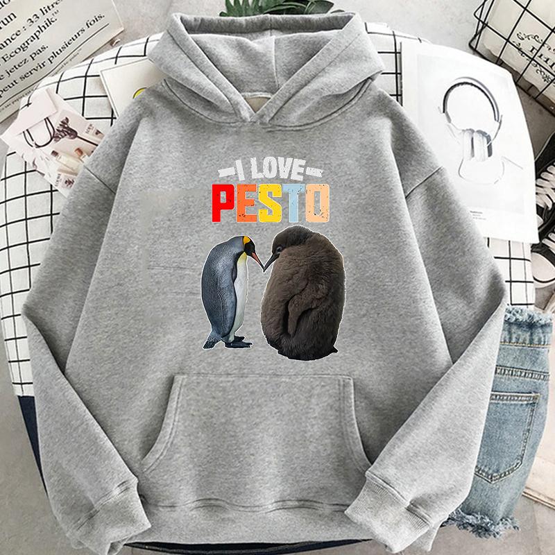 

Смешная толстовка с капюшоном I Love Pesto Penguin Kawaii Anime Graphic Pullovers Men Women s Harajuku Short Sleeves Aesthetic Sweatshirts Korea XS
