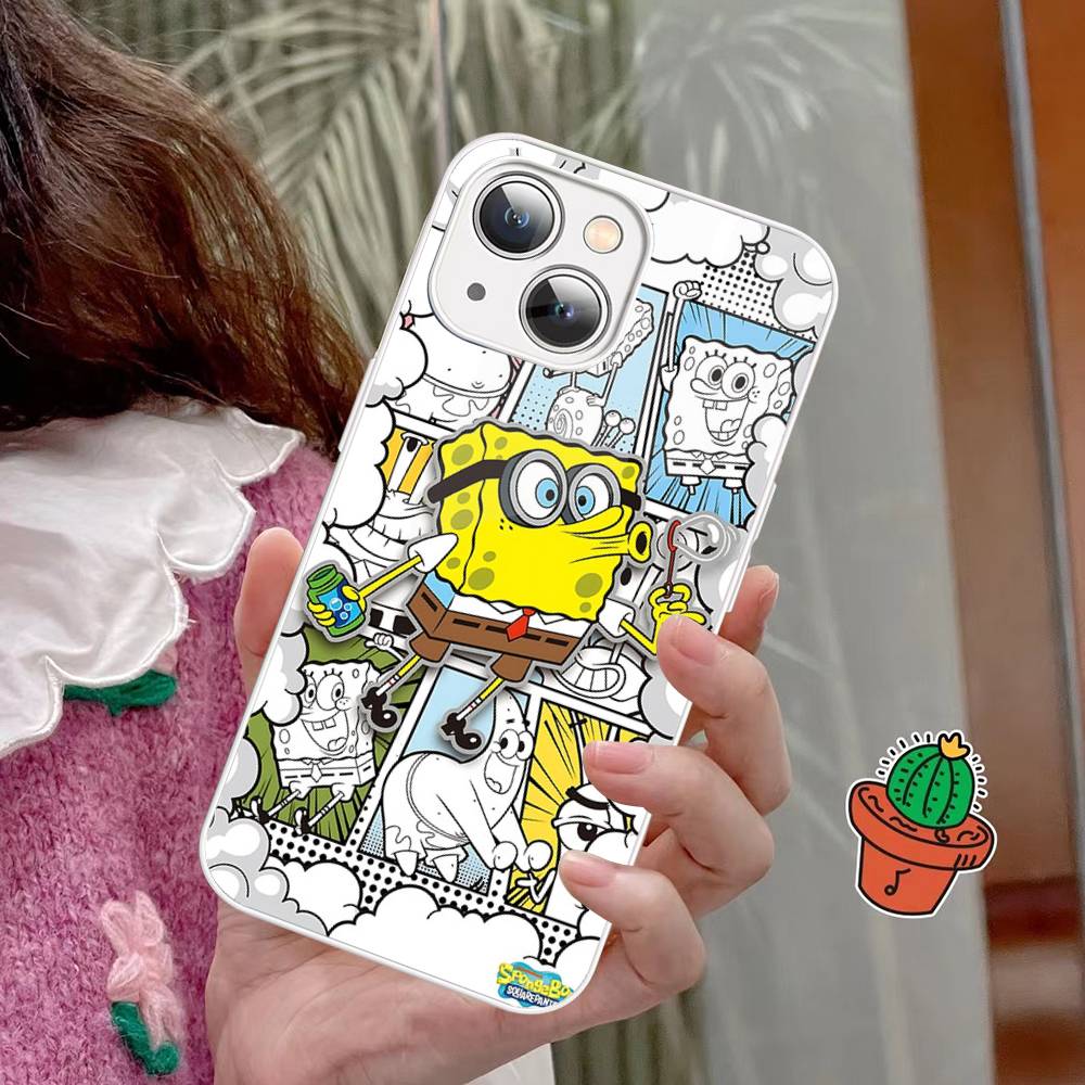 Cartoon Niedlich S-SpongeBob Anime Gehärtetes Glas Für Iphone 14 13 12 11 Pro Mini XS MAX 14Plus X XS XR Hüllen