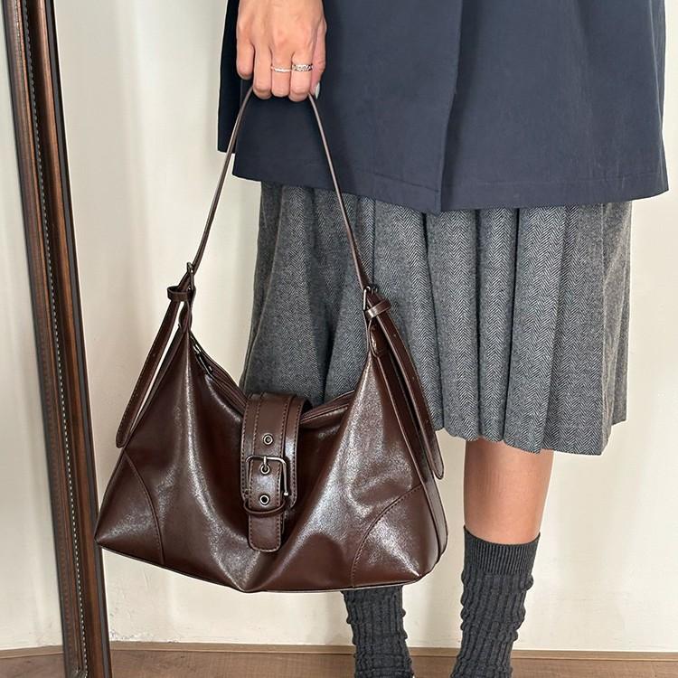 Casual Retro Versatile Commuter Niche Underarm Bag Soft Leather Women'S Bag Portable Shoulder Messenger Tote Bag