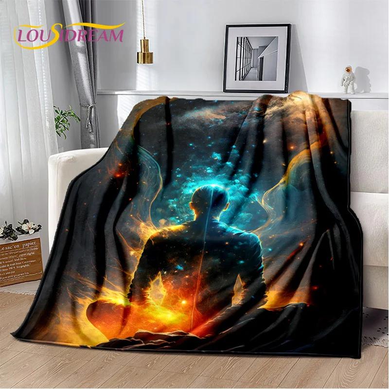 Natural Yoga Zen Meditation Rainbow Chakra Flannel Throw Blanket for Bedroom Sofa Picnic Hiking Kids Cover