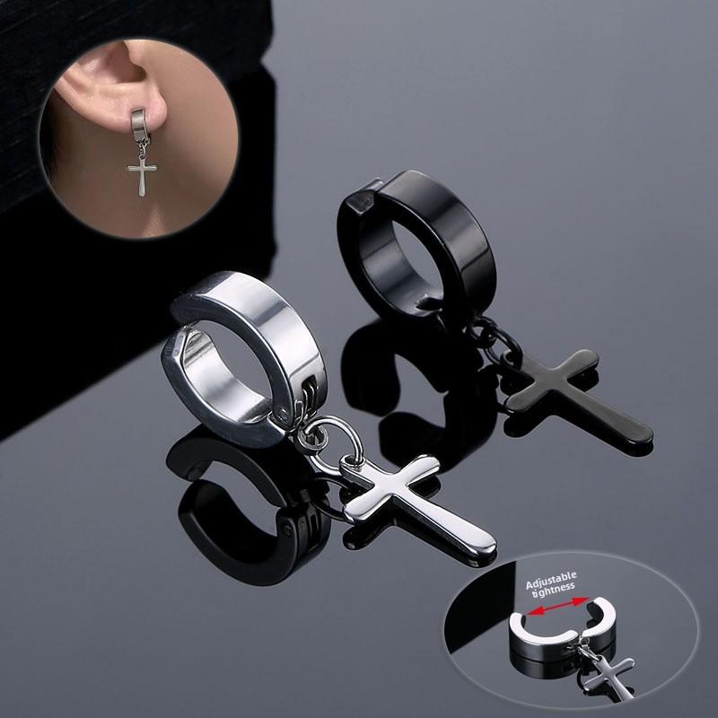 Edelstahl Kreuz Earcuff mit geometrischem Stil für Männer und Accessoires Frauen