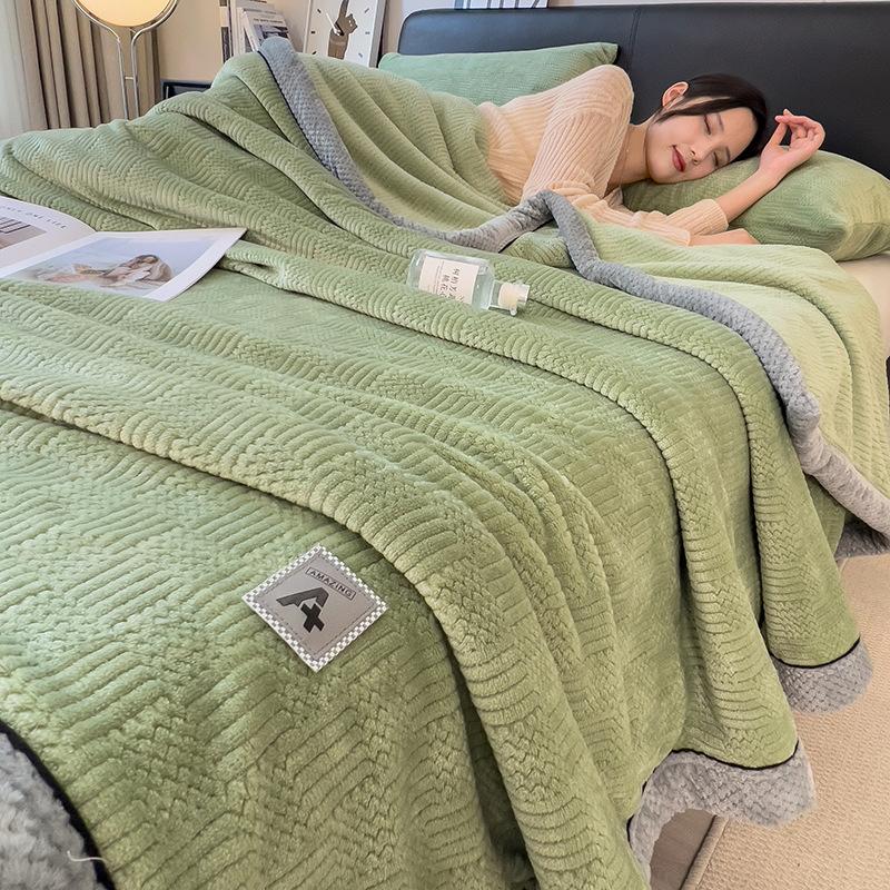 Knitted Velvet Blanket, Milk Velvet Air Conditioning Blanket, Winter Thick Warm Sofa Blanket, Office Nap Cover Blanket