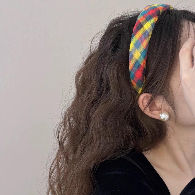 2025 Colorful Plaid Wide-Brim Headband for Women - Versatile Daily Wear Hair Accessory