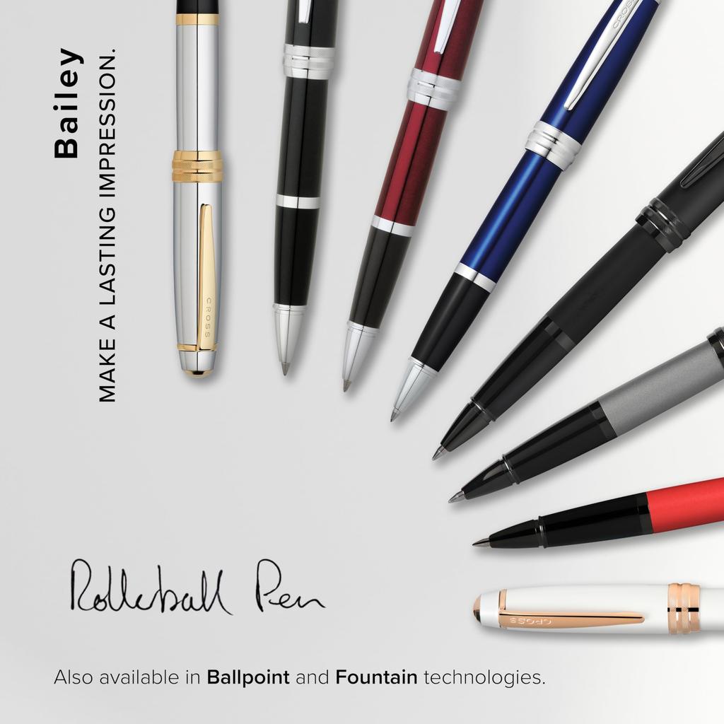 Cross Bailey Selectip Roller Ballpoint Pen Blue Lacquer Gloss Chrome Appointment