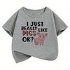 Cute Pig Graphic Kids Tshirts Summer Short Sleeve Tees Cartoon Animal Boys Girls Clothes Kawaii Tops Y2K Children Tshirt
