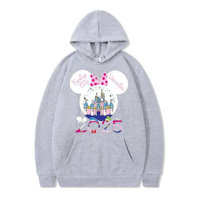 Funny Disney Hoodie My First Trip 2025 Mickey Minnie Printed Pullovers Tops Autumn Versatile Sweatshirts Women Casual Clothes