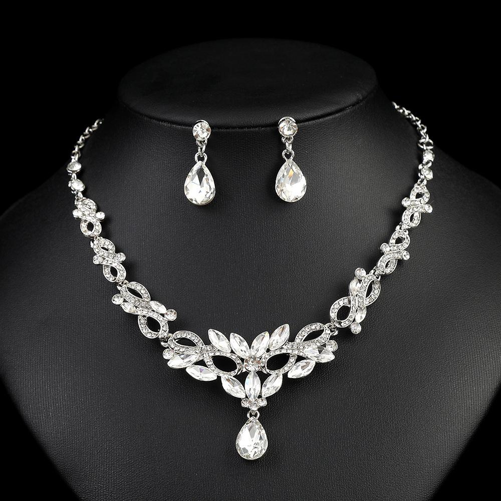

High-End Crystal Diamond-Encrusted Wedding Dress Accessories Set With Jewelry Bridal Necklace білий