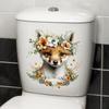Cute Fox Bathroom Sticker Creative Toilet Lid Decoration Waterproof Self-Adhesive Vinyl