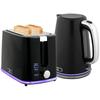 Modern Kettle and Toaster Set - Black