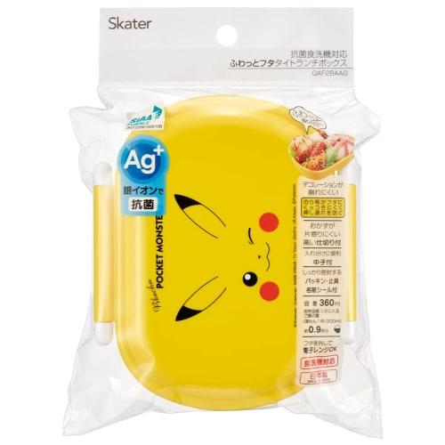 Skater Children's Bento Box, 360ml Capacity, Fluffy Lid, Made In Japan, Single Tier, Dishwasher and Microwave Safe, Pok?mon Pikachu Face Design, 23cm,