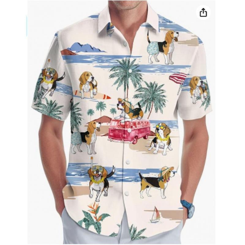 A new large-size men's fashion digital printing short-sleeved shirt in summer from the source manufacturer